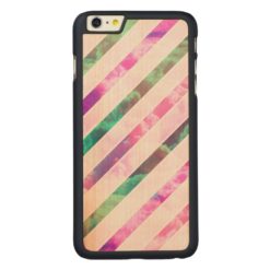 Girly Pink Clouds Modern White Geometric Stripes Carved Maple iPhone 6 Plus Case