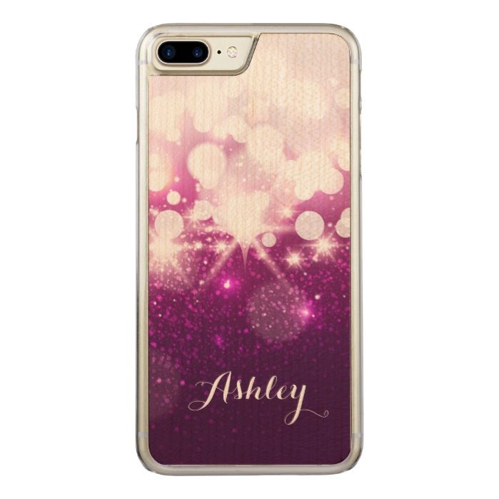 Girly Pink Purple Glitter and Sparkles Carved iPhone 7 Plus Case