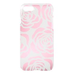 Girly Pink Roses Clear iPhone 7 Deflector Case