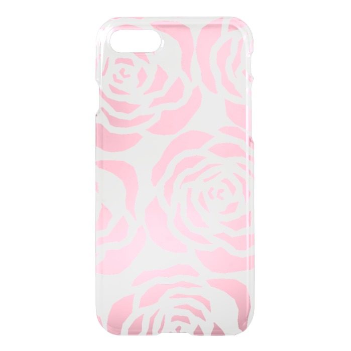 Girly Pink Roses Clear iPhone 7 Deflector Case