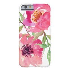 Girly Pink Watercolor Floral Pattern Barely There iPhone 6 Case