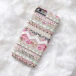 Girly Pink White Floral Abstract Aztec Pattern Barely There iPhone 6 Case