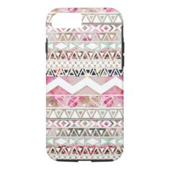 Girly Pink White Floral Abstract Aztec Pattern iPhone 7 Case