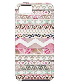 Girly Pink White Floral Abstract Aztec Pattern iPhone SE/5/5s Case