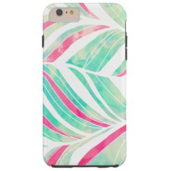 Girly Turquoise Pink Watercolor hand drawn pattern Tough iPhone 6 Plus Case