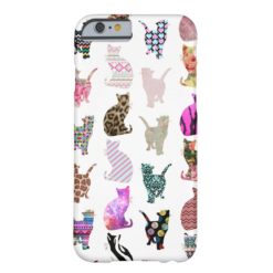 Girly Whimsical Cats aztec floral stripes pattern Barely There iPhone 6 Case