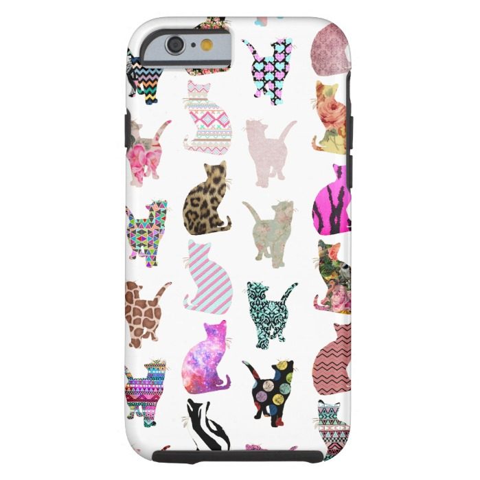 Girly Whimsical Cats aztec floral stripes pattern Tough iPhone 6 Case