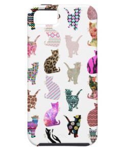 Girly Whimsical Cats aztec floral stripes pattern iPhone SE/5/5s Case