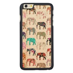 Girly Whimsical Retro Floral Elephants Pattern Carved Maple iPhone 6 Plus Slim Case