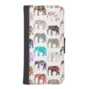 Girly Whimsical Retro Floral Elephants Pattern Wallet Phone Case For iPhone SE/5/5s