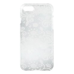 Girly White Lace on Gray iPhone 7 Cover Case