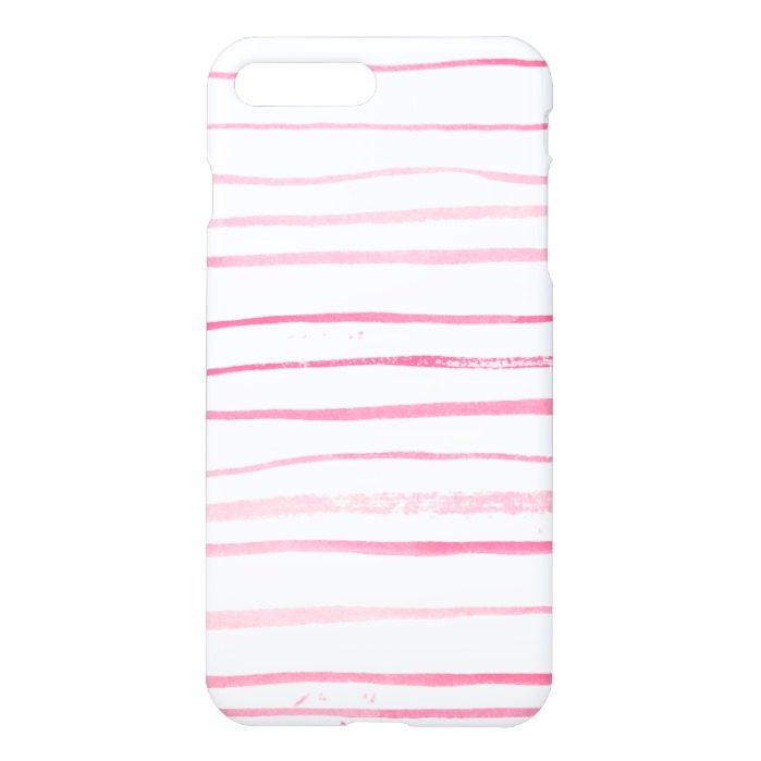 Girly pink modern watercolor hand made stripes iPhone 7 plus case