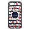 Girly vintage roses floral watercolor stripes OtterBox symmetry iPhone 7 case