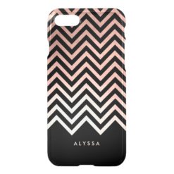 Glam Faux Rose Gold and Black Chevron iPhone 7 Case