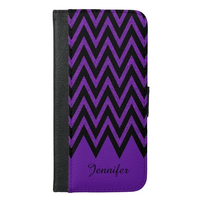 Glam Purple Chevron iPhone 6 Plus Wallet Case