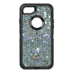 Glitzy Sparkly Silver Bling Glitter OtterBox Defender iPhone 7 Case