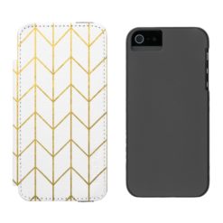 Gold Chevron White Background Modern Chic Wallet Case For iPhone SE/5/5s