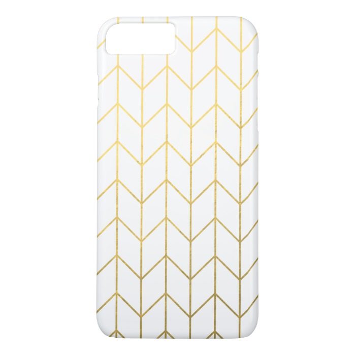 Gold Chevron White Background Modern Chic iPhone 7 Plus Case