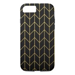 Gold Chevron on Black Background Modern Chic iPhone 7 Case