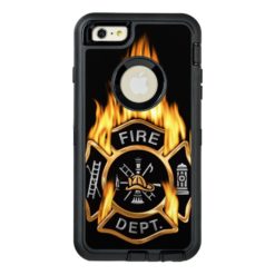 Gold Fire Department Flaming Badge OtterBox Defender iPhone Case