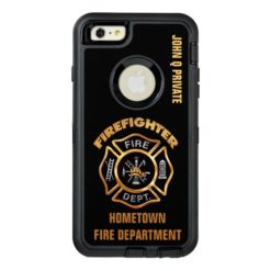 Gold Firefighter Name Template OtterBox Defender iPhone Case