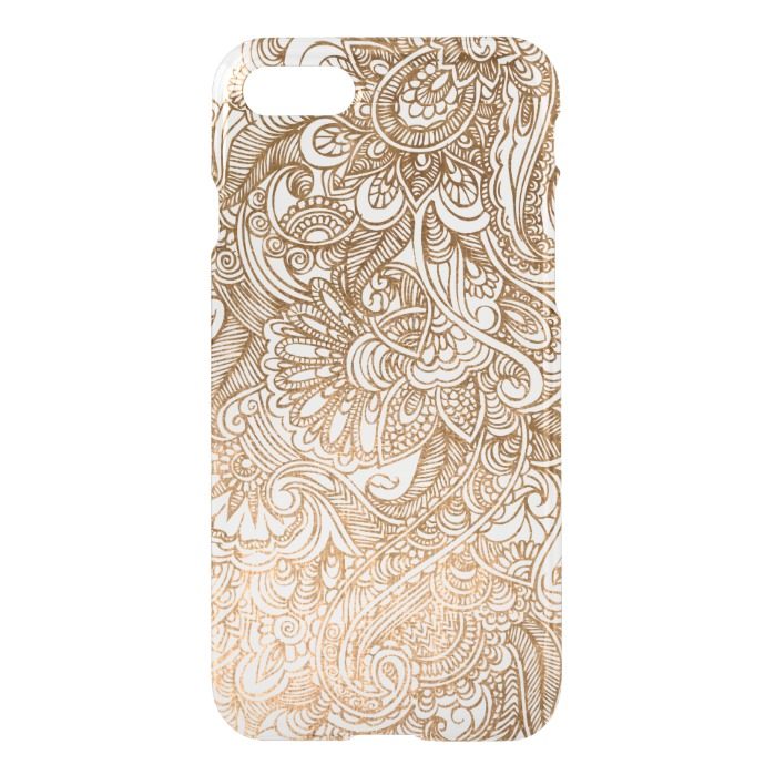 Gold Floral Mehndi Henna Clear iPhone 7 Case