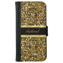 Gold Glitter Confetti Print Wallet Phone Case For iPhone 6/6s