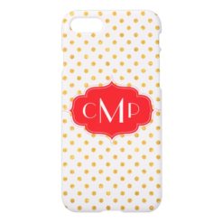 Gold Glitter Dots with Red - iPhone 7 case