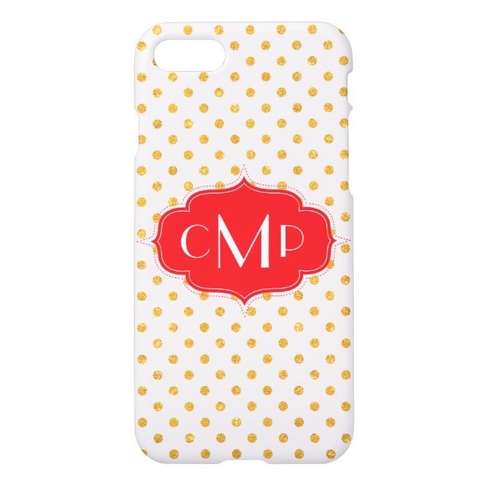 Gold Glitter Dots with Red - iPhone 7 case