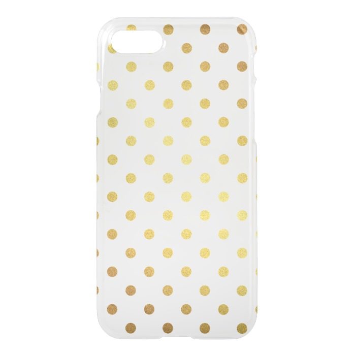 Gold Glitter Polka Dots Pattern Clear Transparent iPhone 7 Case