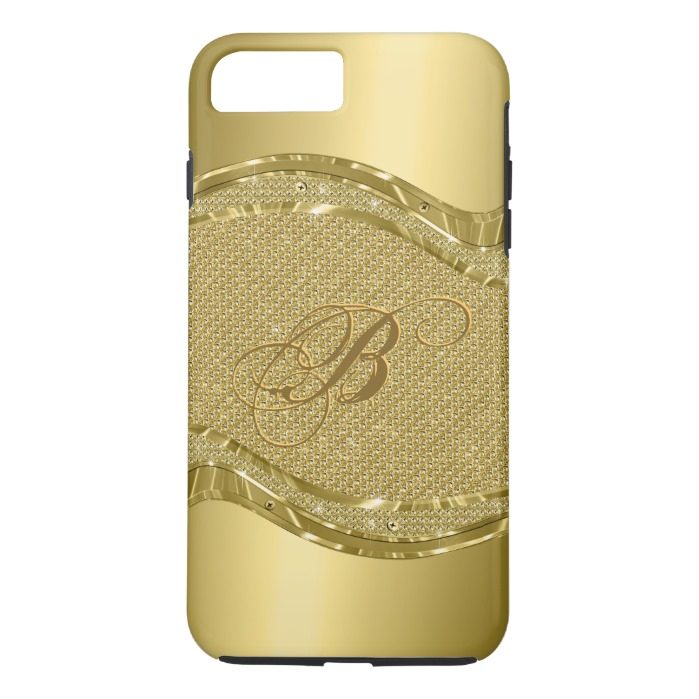 Gold Metallic Print With Diamonds Pattern iPhone 7 Plus Case