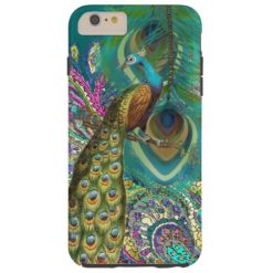 Gold Paisley Peacock & FeatherYou Choose Color Tough iPhone 6 Plus Case