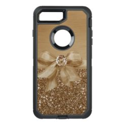 Gold Ribbon and Bling Glitter & Jewel OtterBox Defender iPhone 7 Plus Case