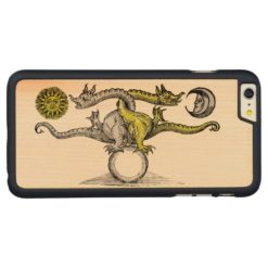 Gold & Silver Alchemy Dragons Carved Maple iPhone 6 Plus Slim Case