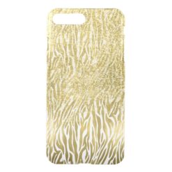 Gold Sparkle Faux Glitter Zebra Print iPhone 7 Plus Case
