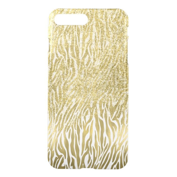 Gold Sparkle Faux Glitter Zebra Print iPhone 7 Plus Case