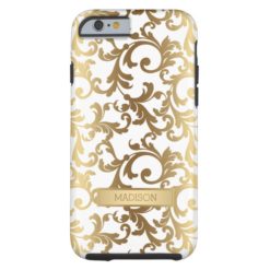 Gold Tone Elegant Damask Pattern Tough iPhone 6 Case