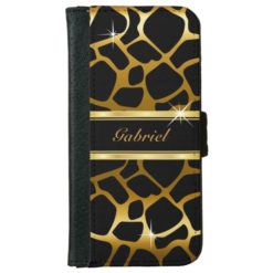Gold and Black Giraffe Animal Print Wallet Phone Case For iPhone 6/6s