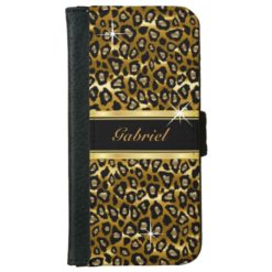 Gold and Black Leopard Animal Print Wallet Phone Case For iPhone 6/6s