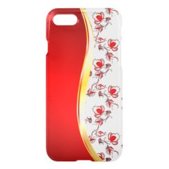 Gold bling faux glitter pattern and red wave iPhone 7 case