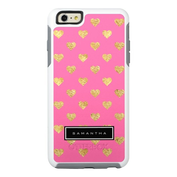 Gold glitter hearts OtterBox iPhone 6/6s plus case