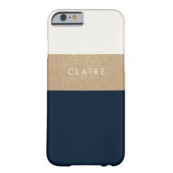 Gold leather and navy blue barely there iPhone 6 case
