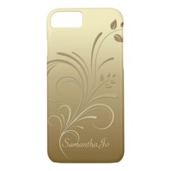 Gold on Gold Floral Swirls Monogram iPhone 7 case