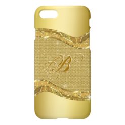Golden Metallic Look With Diamonds Pattern iPhone 7 Case