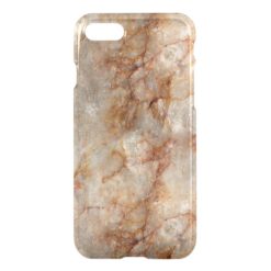 Gray & Brown Faux Marble Stone Pattern iPhone 7 Case