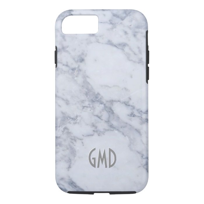Gray & White Marble Stone Print iPhone 7 Case