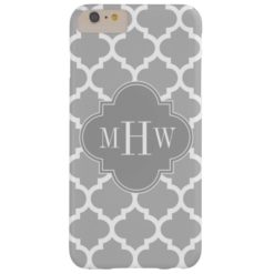 Gray White Moroccan #5 Gray 3 Initial Monogram Barely There iPhone 6 Plus Case