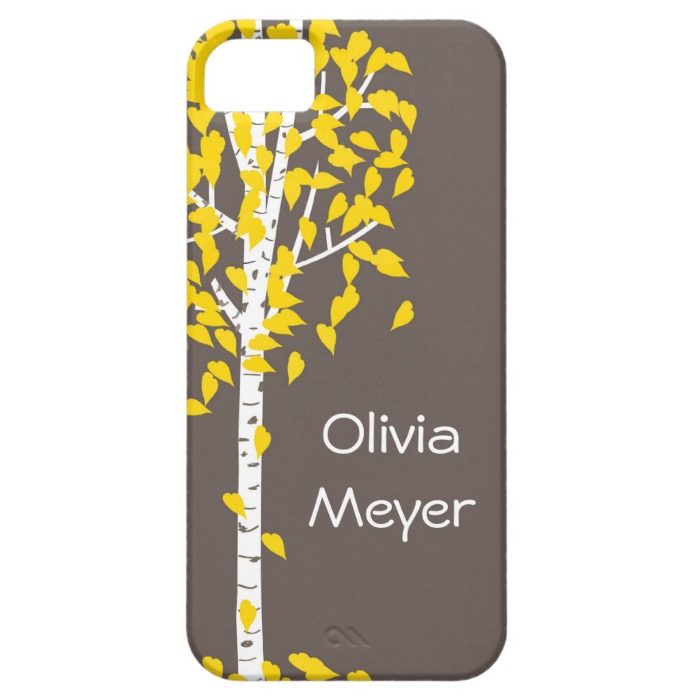 Gray Yellow Aspen Tree iPhone case
