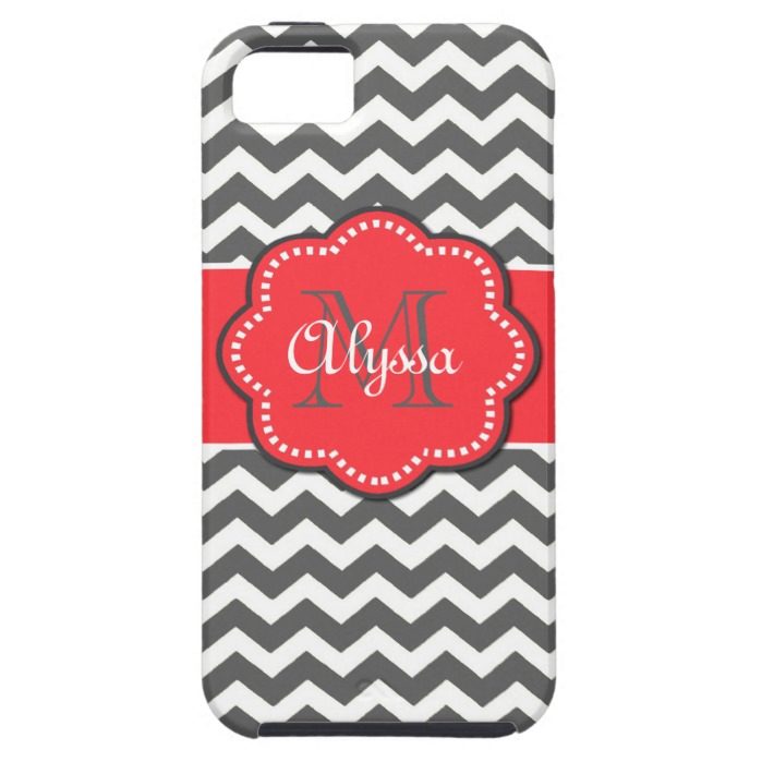 Gray and Coral Chevron Phone Case
