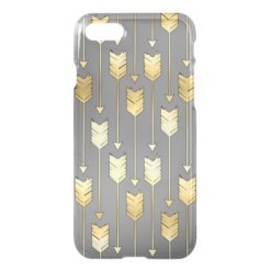 Gray and Faux Gold Arrows Pattern iPhone 7 Case